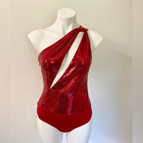 Lovers + Friends Tops - Lovers + Friends Red Sequin Top Bodysuit NWT Revolve